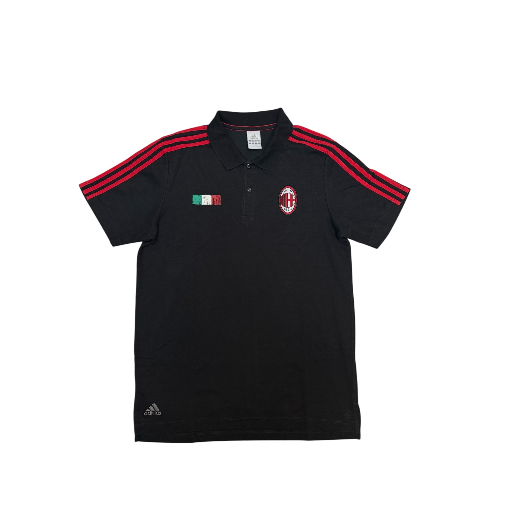 Adidas x AC Milan Vintage Polo Shirt – Black with Red Stripes