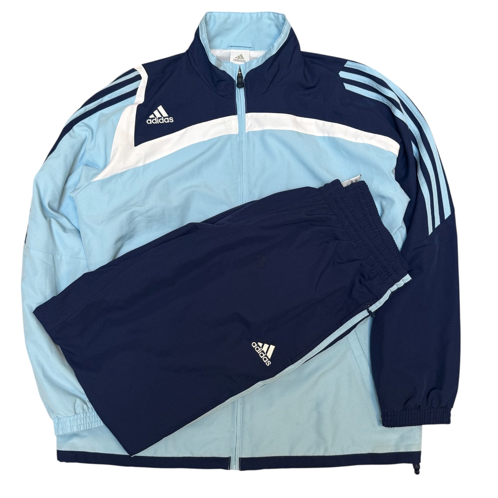 Adidas Vintage Tracksuit – Light Blue/Navy with 3-Stripes