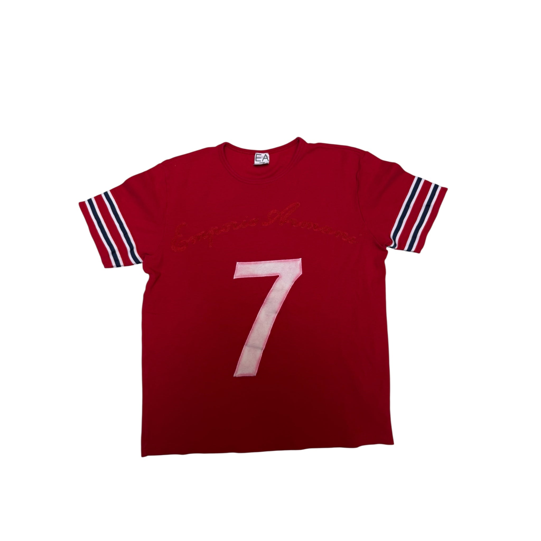 Emporio Armani Vintage T-Shirt – Red with Number 7 & Script Logo