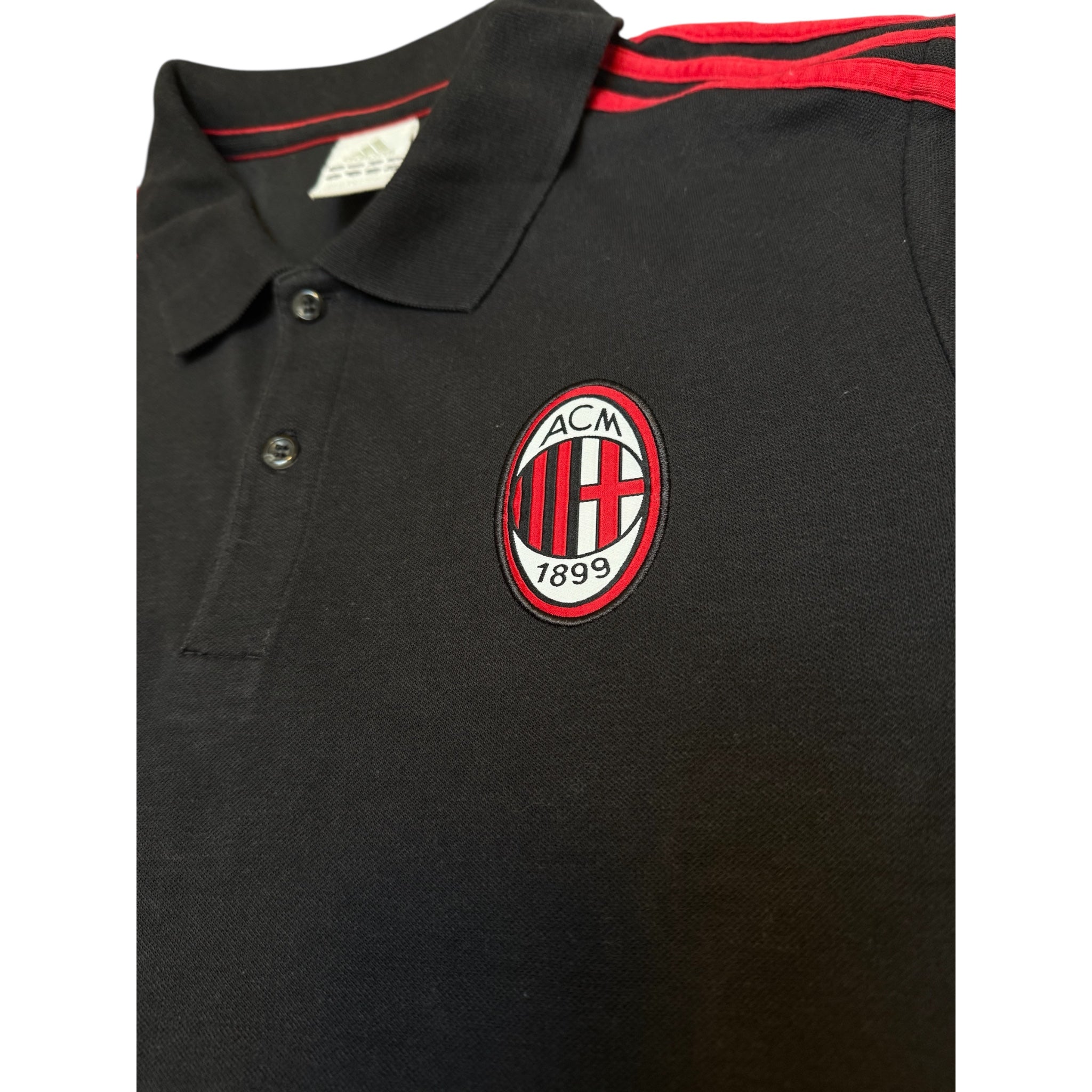 Adidas x AC Milan Vintage Polo Shirt – Black with Red Stripes