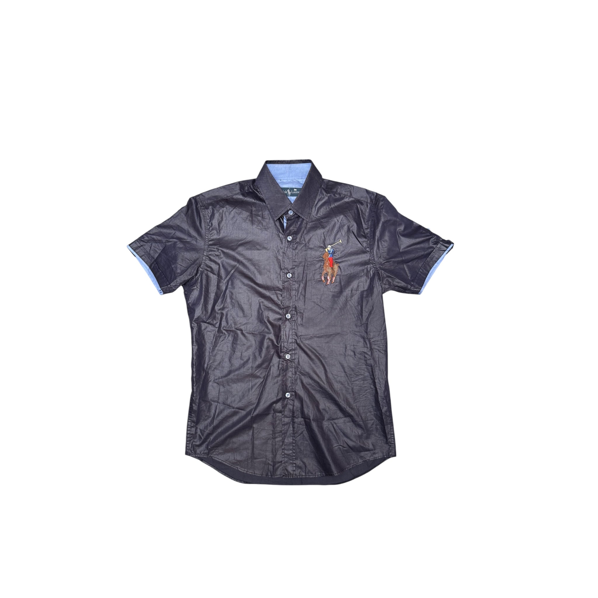 Ralph Lauren Short-Sleeve Shirt – Vintage Black with Oversized Polo Logo