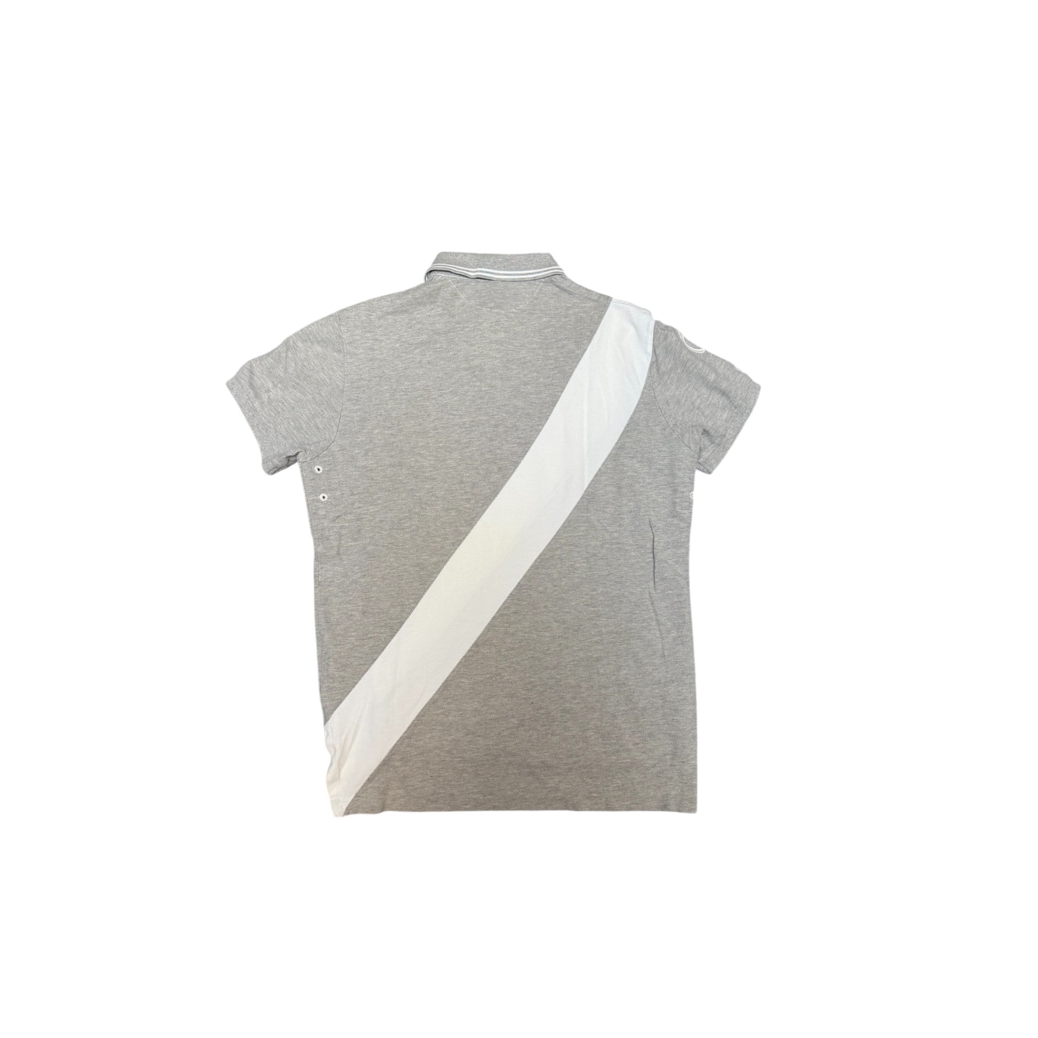 Ralph Lauren Polo Shirt – Grey with White Diagonal Stripe & 1930 Heritage Logo