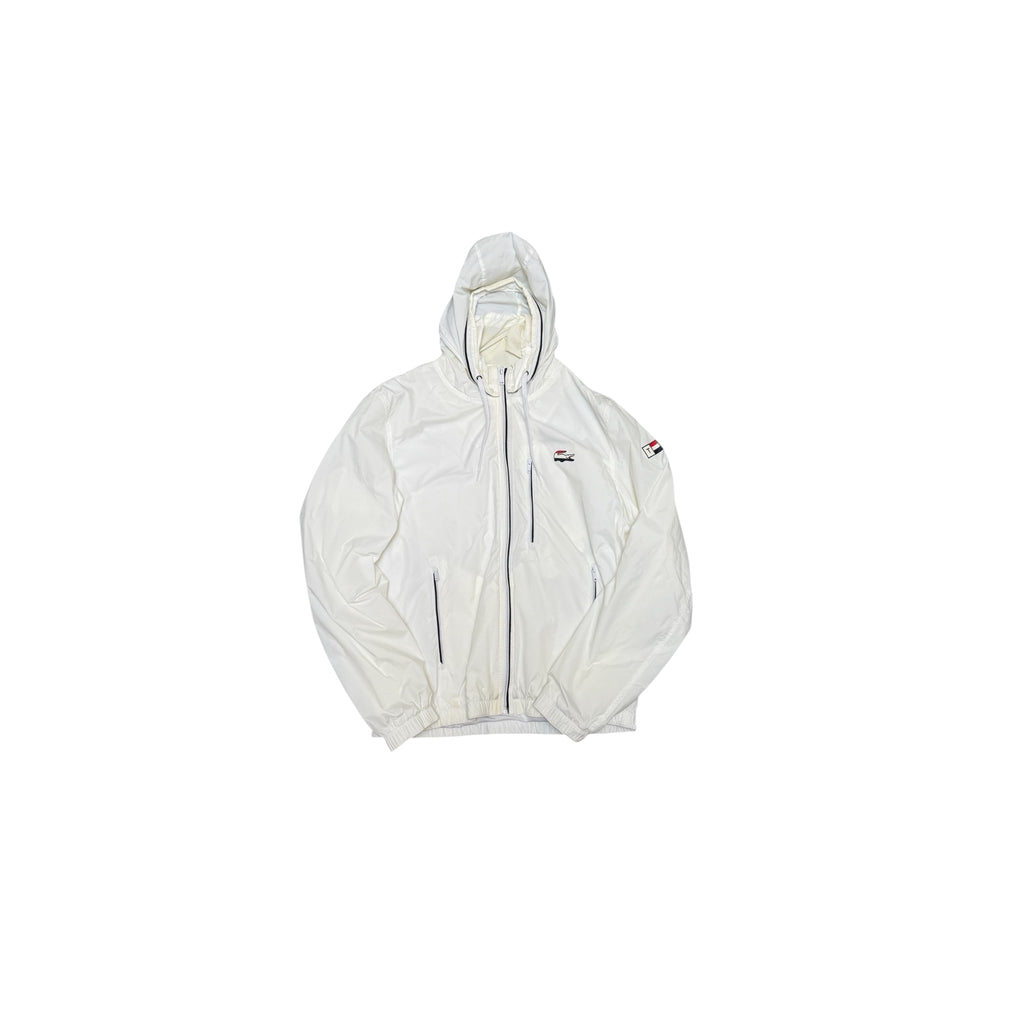 Lacoste Windbreaker – Vintage White Hooded Jacket