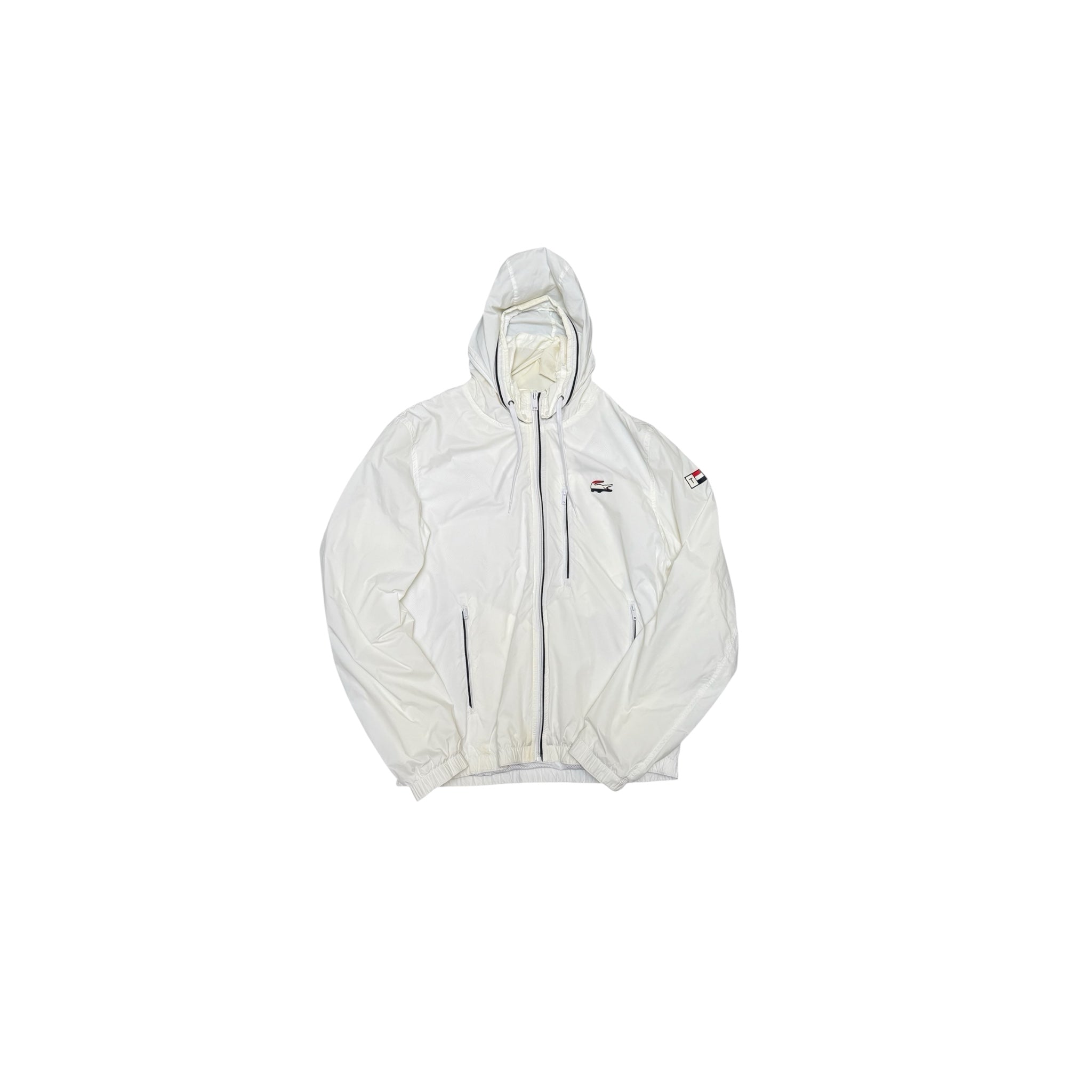 Lacoste Windbreaker – Vintage White Hooded Jacket