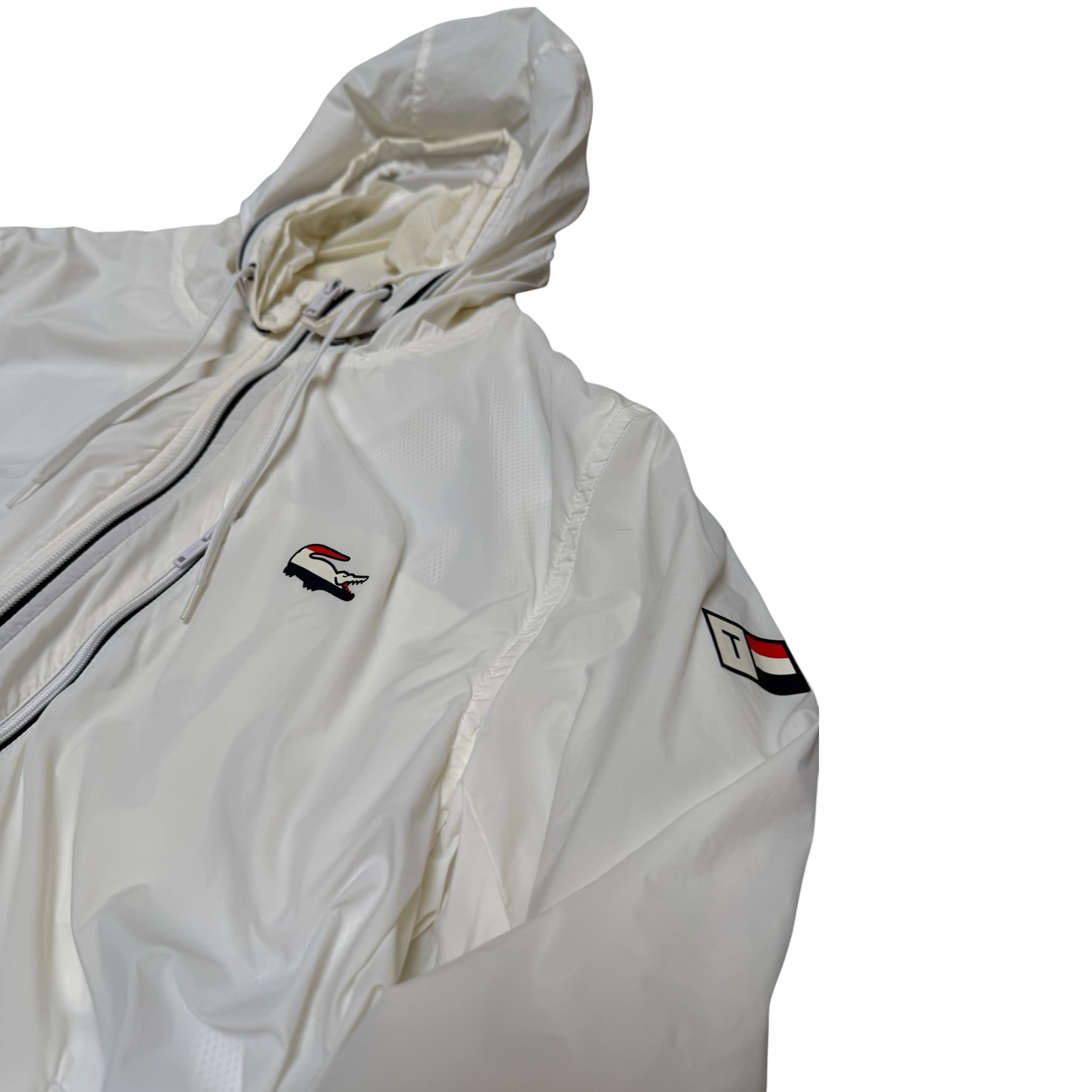 Lacoste Windbreaker – Vintage White Hooded Jacket