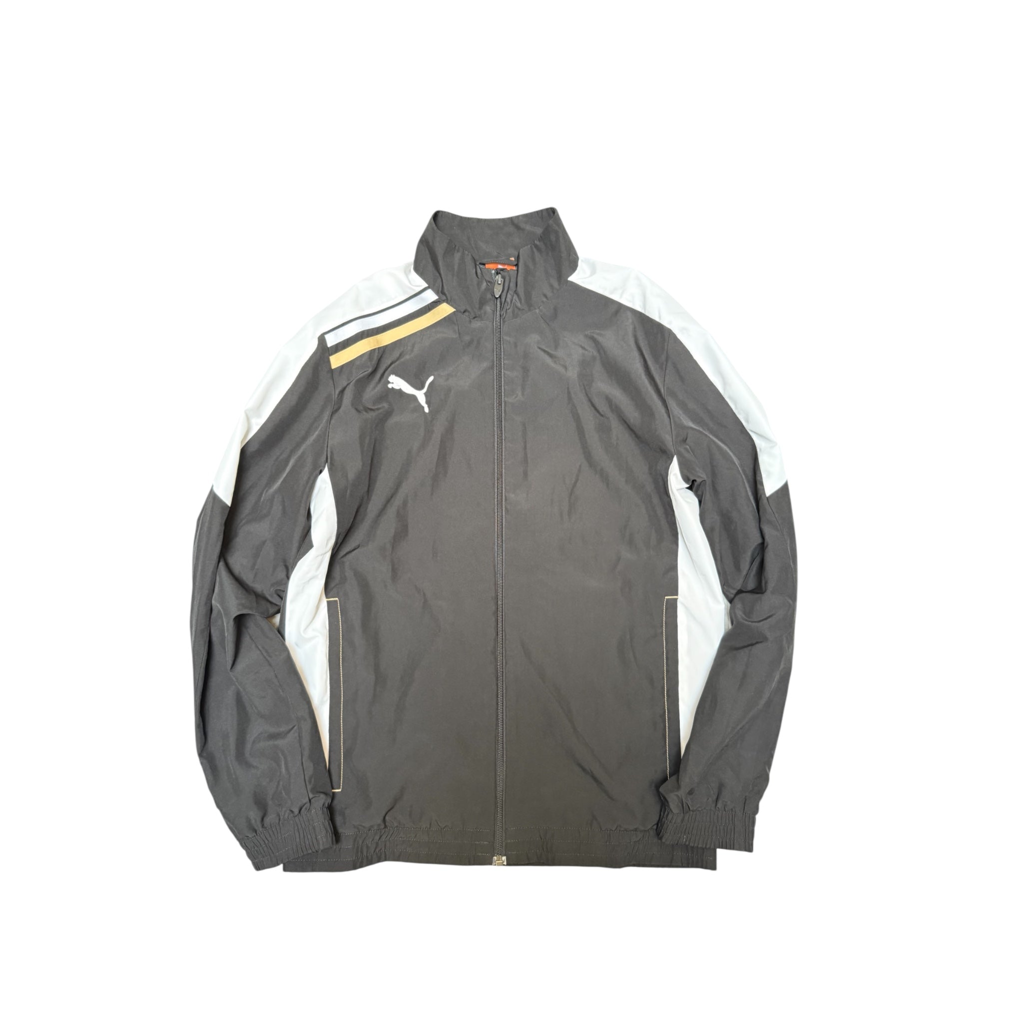 Puma Track Jacket – Vintage Black with White & Gold Stripes