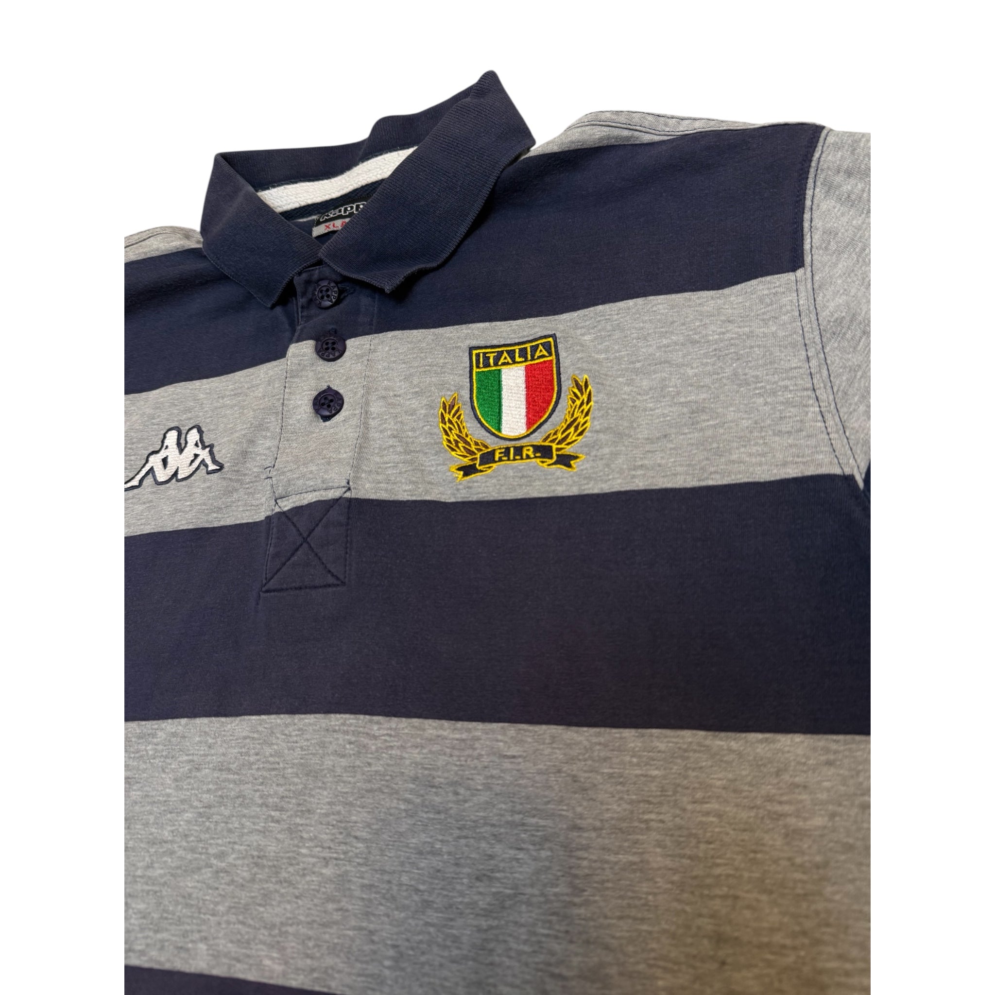 Kappa Italia Rugby Vintage Polo – Navy/Grey Striped