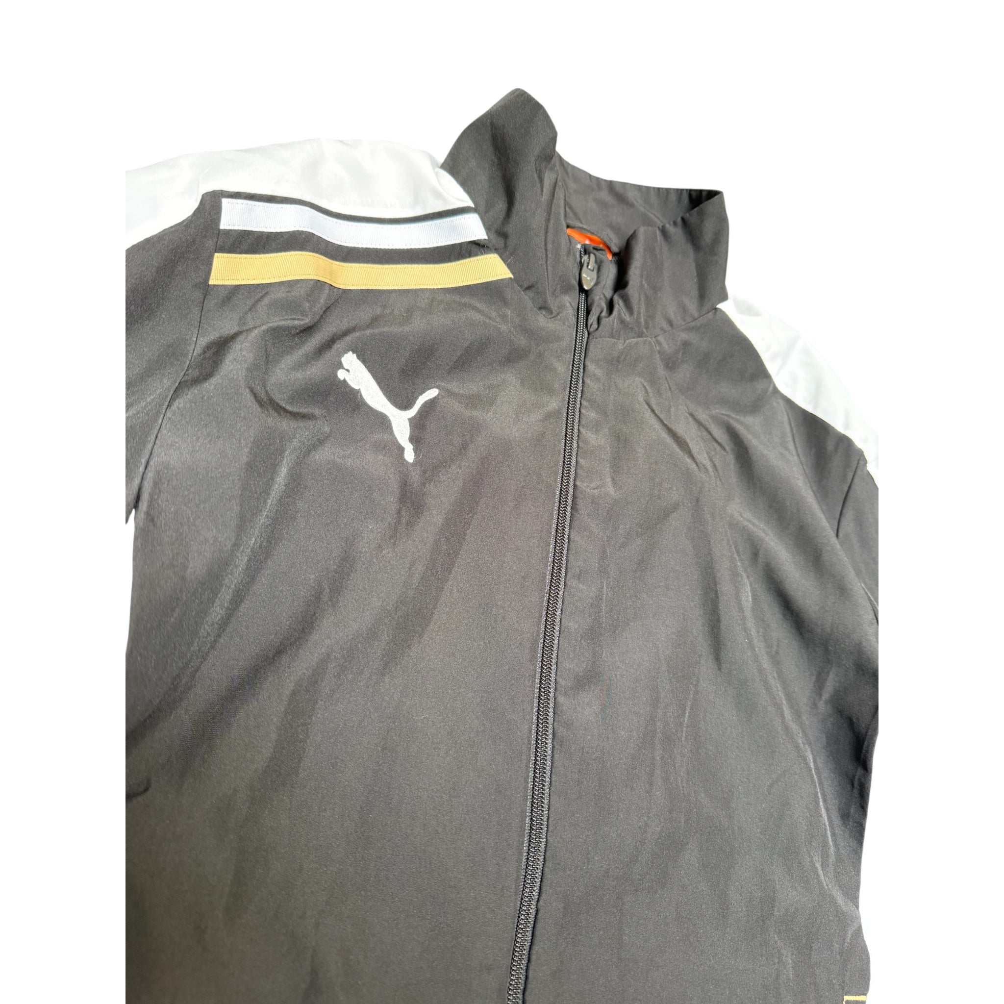 Puma Track Jacket – Vintage Black with White & Gold Stripes