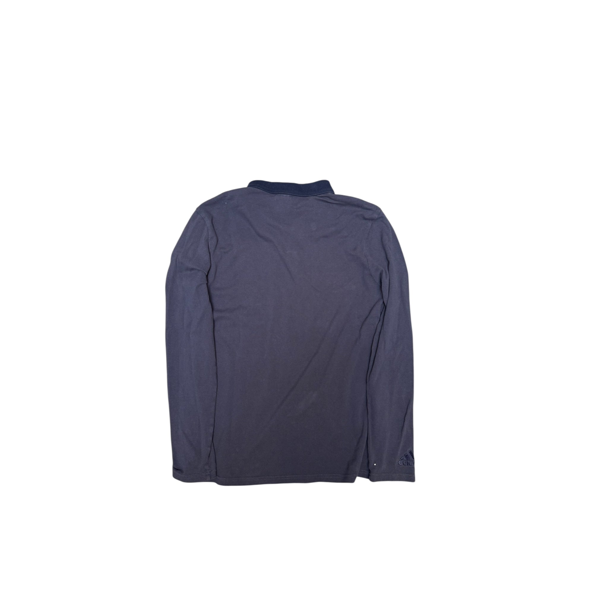 Adidas Vintage Long-Sleeve Polo – Navy Blue with “1919” Embroidery