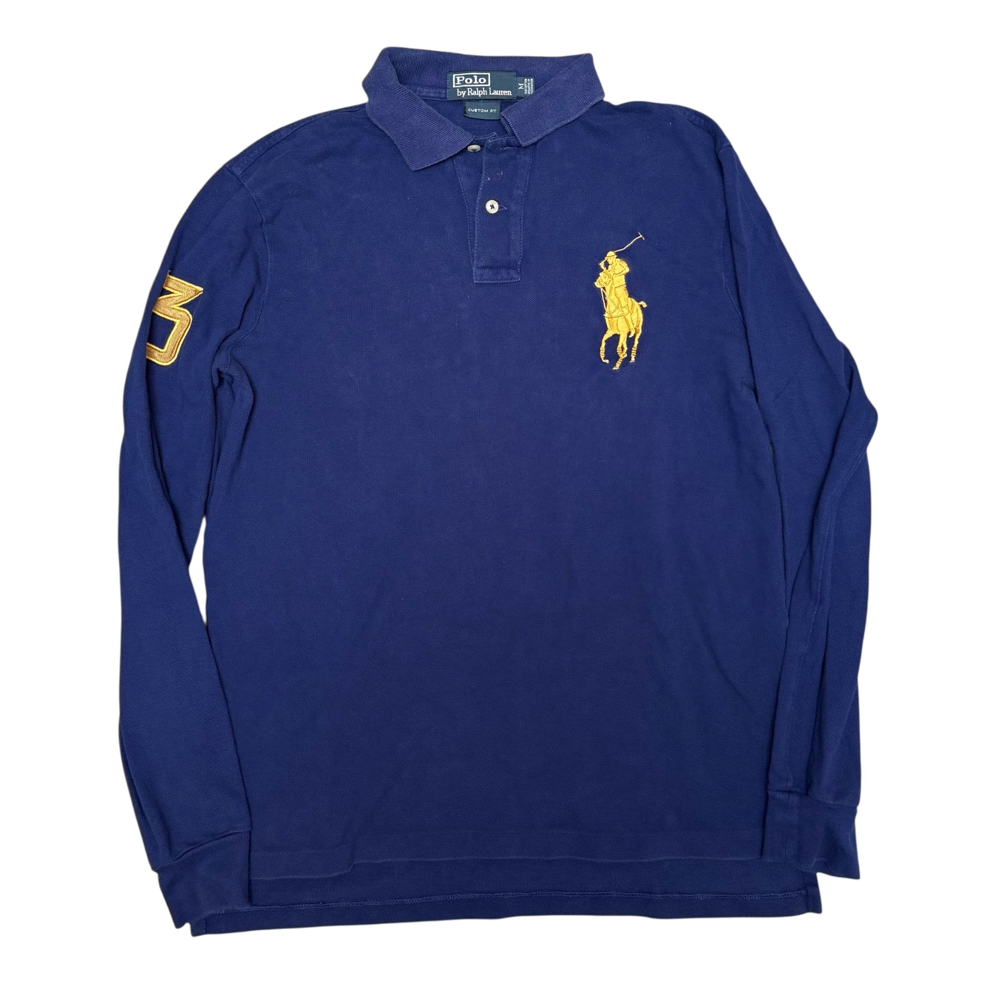 Ralph Lauren Long-Sleeve Polo – Vintage Navy with Yellow Big Pony