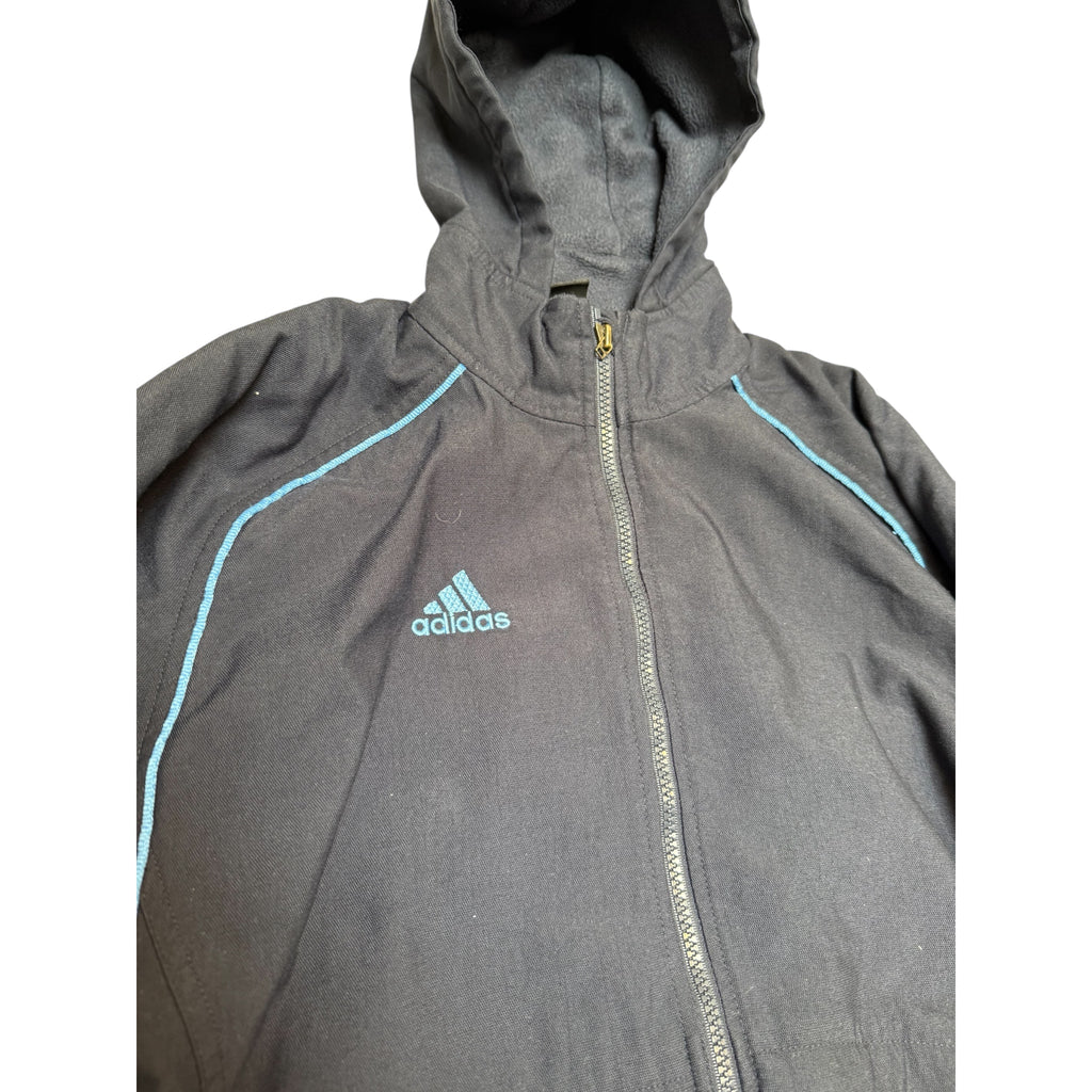 Adidas Hooded Jacket – Vintage Black with Retro Back Logo